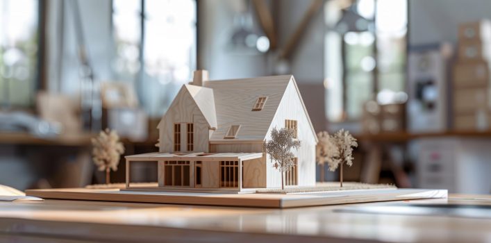 Ein symbolisches Architekturmodell eines Einfamilienhauses, das die professionelle Immobilienvermittlung und umfassende Beratung durch Alea Immobilien veranschaulicht.